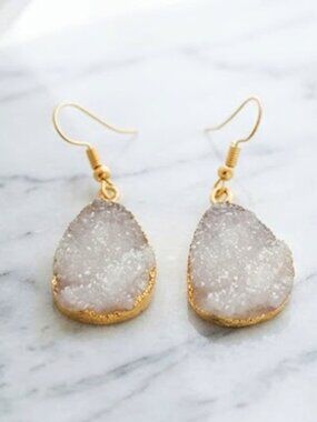 Ladies White Geometric Dangle Earrings